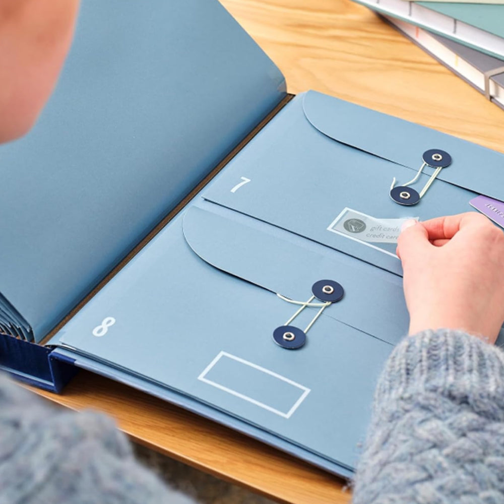 In Case I Go Missing Binder Folio Document Organizer Expanding File Folder Blue