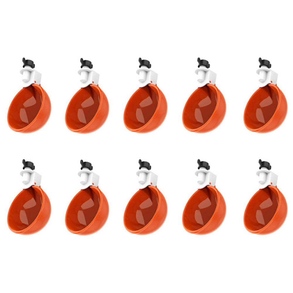 10Pcs Chicken Water Cup Feeder Drinker Automatic Waterer Poultry Bowl Orange