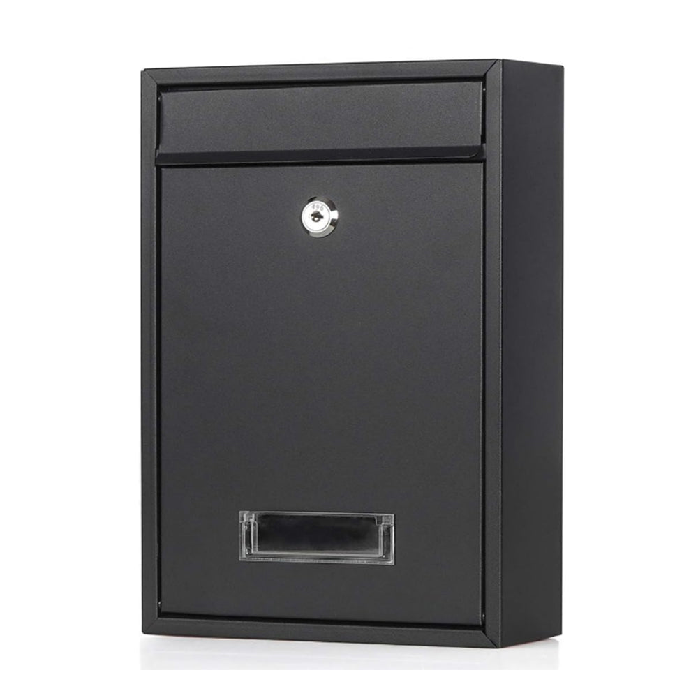 Wall Mounted Mailbox Lockable Steel Post Mail Letter Box Large Postbox Black