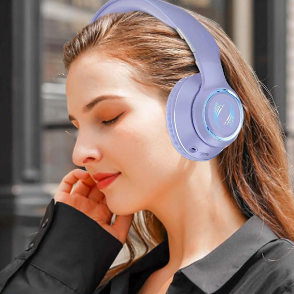 Wireless Bluetooth Headphone Noise Cancelling Stereo Over-Ear Earphones Purple