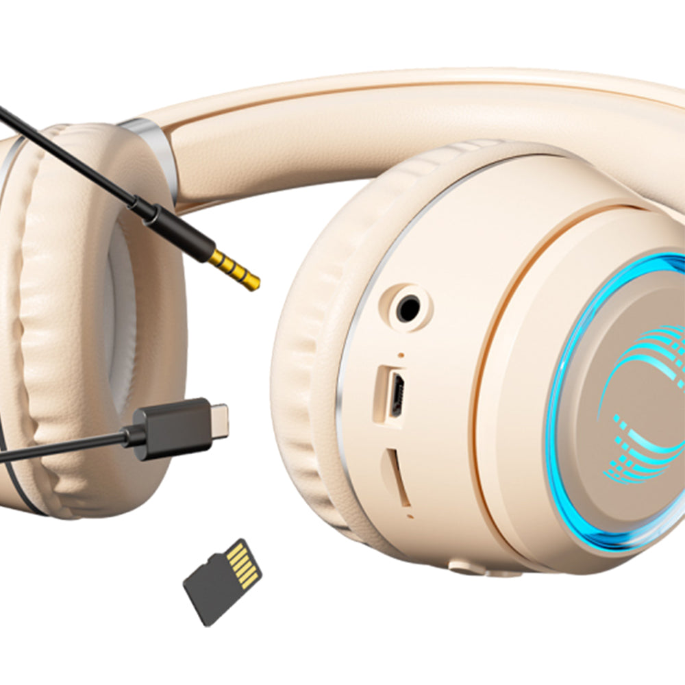 Wireless Bluetooth Headphone Noise Cancelling Stereo Over-Ear Earphones White