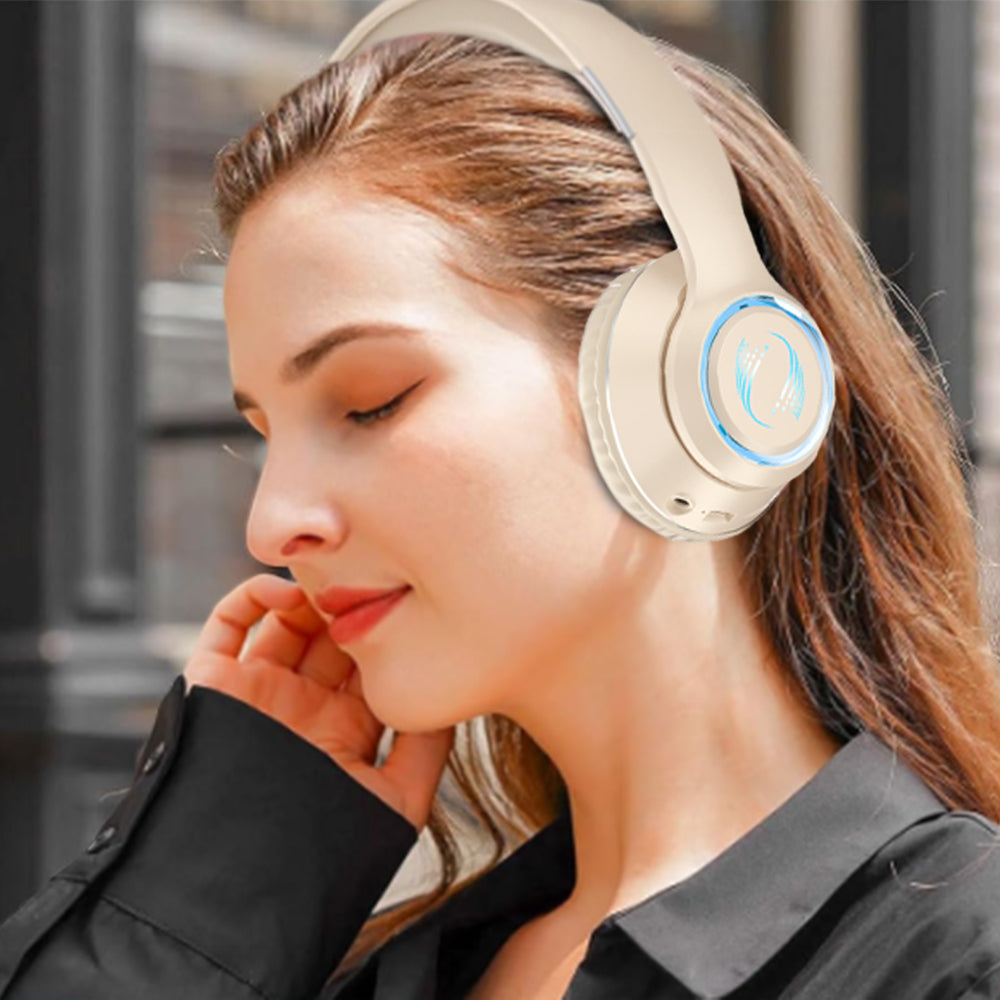 Wireless Bluetooth Headphone Noise Cancelling Stereo Over-Ear Earphones White