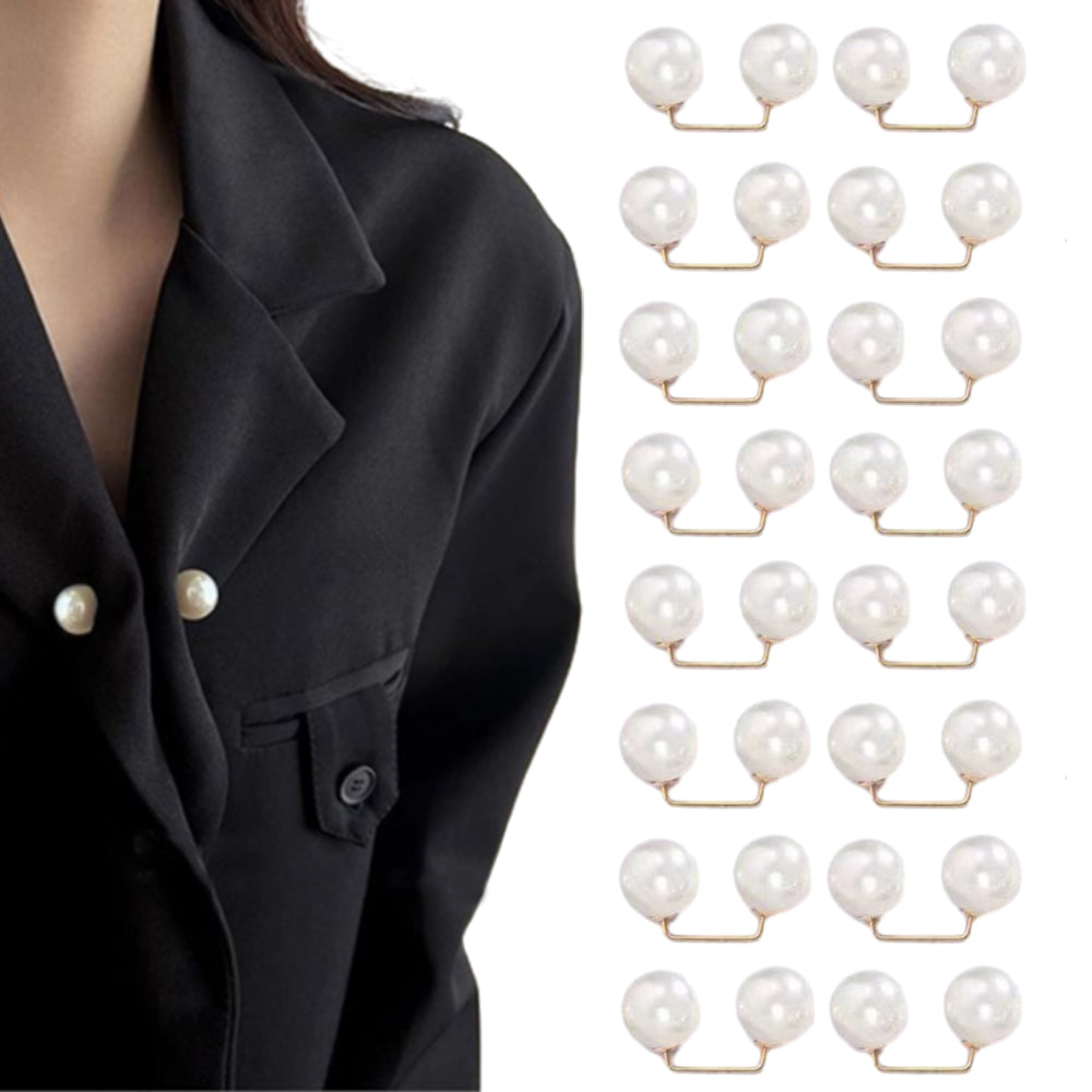 16Pcs Brooch Pins Anti-Exposure Neckline Double-Headed Artificial Pearl Pins ST1