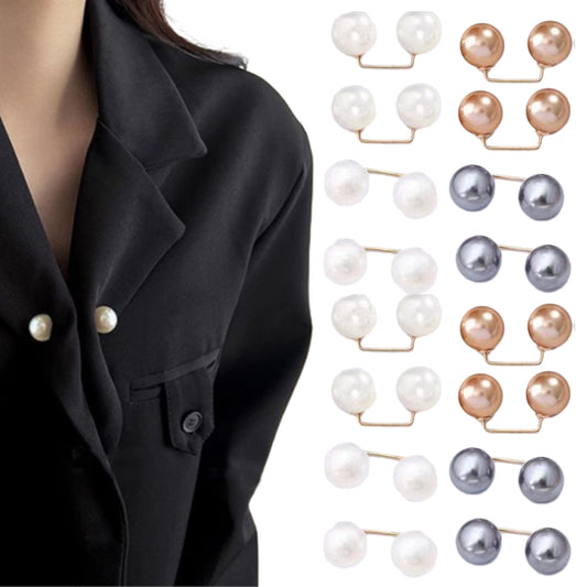 16Pcs Brooch Pins Anti-Exposure Neckline Double-Headed Artificial Pearl Pins ST2