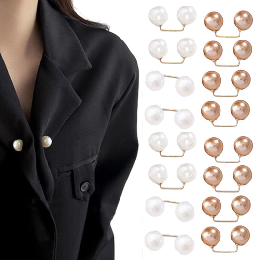 16Pcs Brooch Pins Anti-Exposure Neckline Double-Headed Artificial Pearl Pins ST3