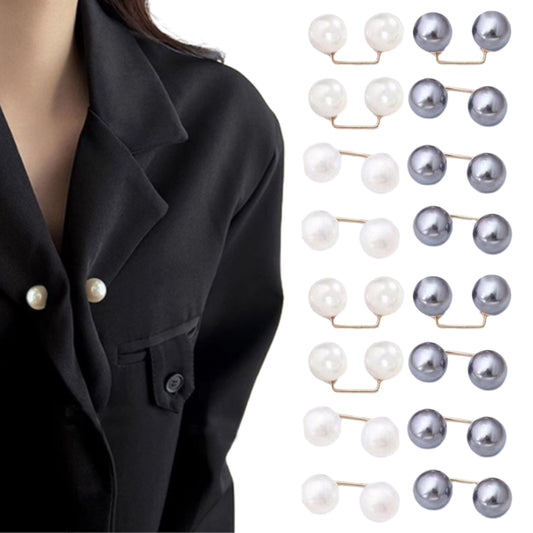 16Pcs Brooch Pins Anti-Exposure Neckline Double-Headed Artificial Pearl Pins ST4