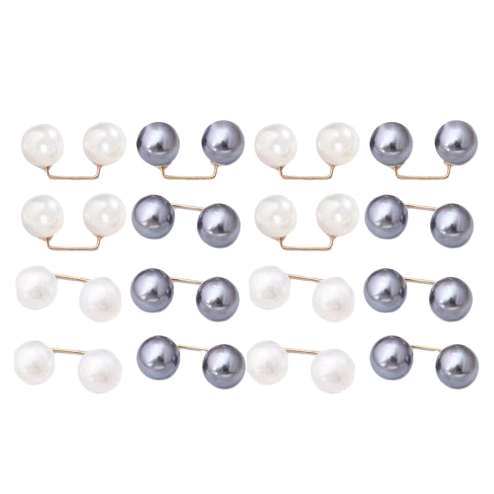 16Pcs Brooch Pins Anti-Exposure Neckline Double-Headed Artificial Pearl Pins ST4