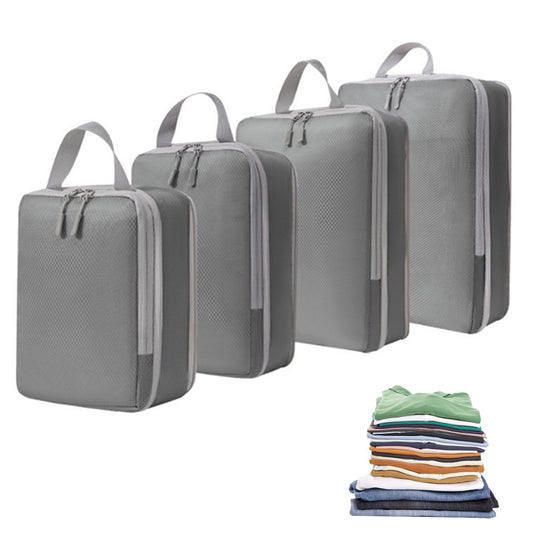 4Pcs Storage Compression Bags Luggage Travel Packing Cubes Organizer Grey
