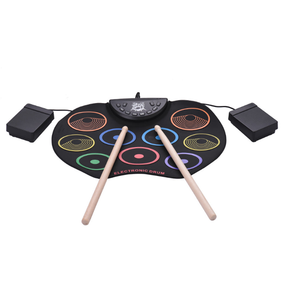 Portable Electronic Drum Set Kit Tabletop Roll-Up Electric Drum Pad