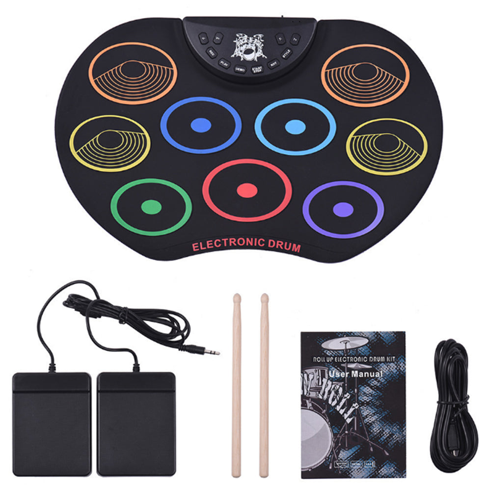 Portable Electronic Drum Set Kit Tabletop Roll-Up Electric Drum Pad