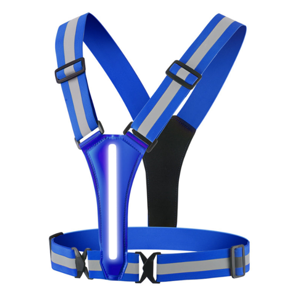 LED Reflective Vest for Night Running Cycling High Visibility Safety Vest Blue