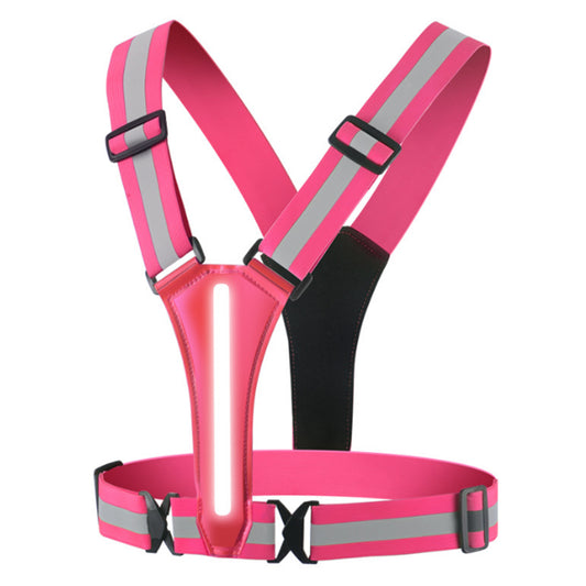 LED Reflective Vest for Night Running Cycling High Visibility Safety Vest Pink
