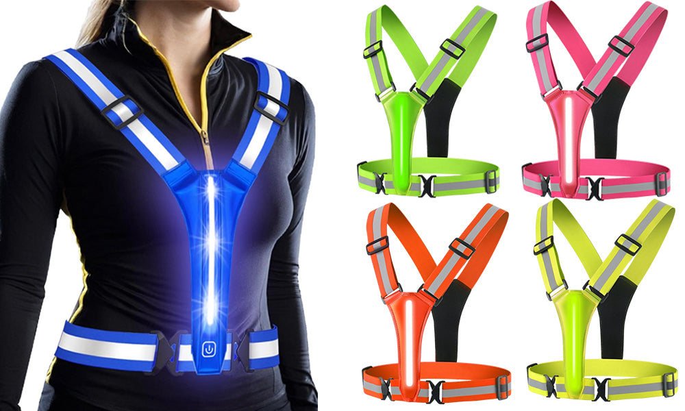 2PCS LED Reflective Vest for Night Running Cycling – High Visibility Safety Vest
