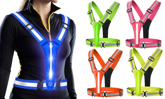 2PCS LED Reflective Vest for Night Running Cycling – High Visibility Safety Vest