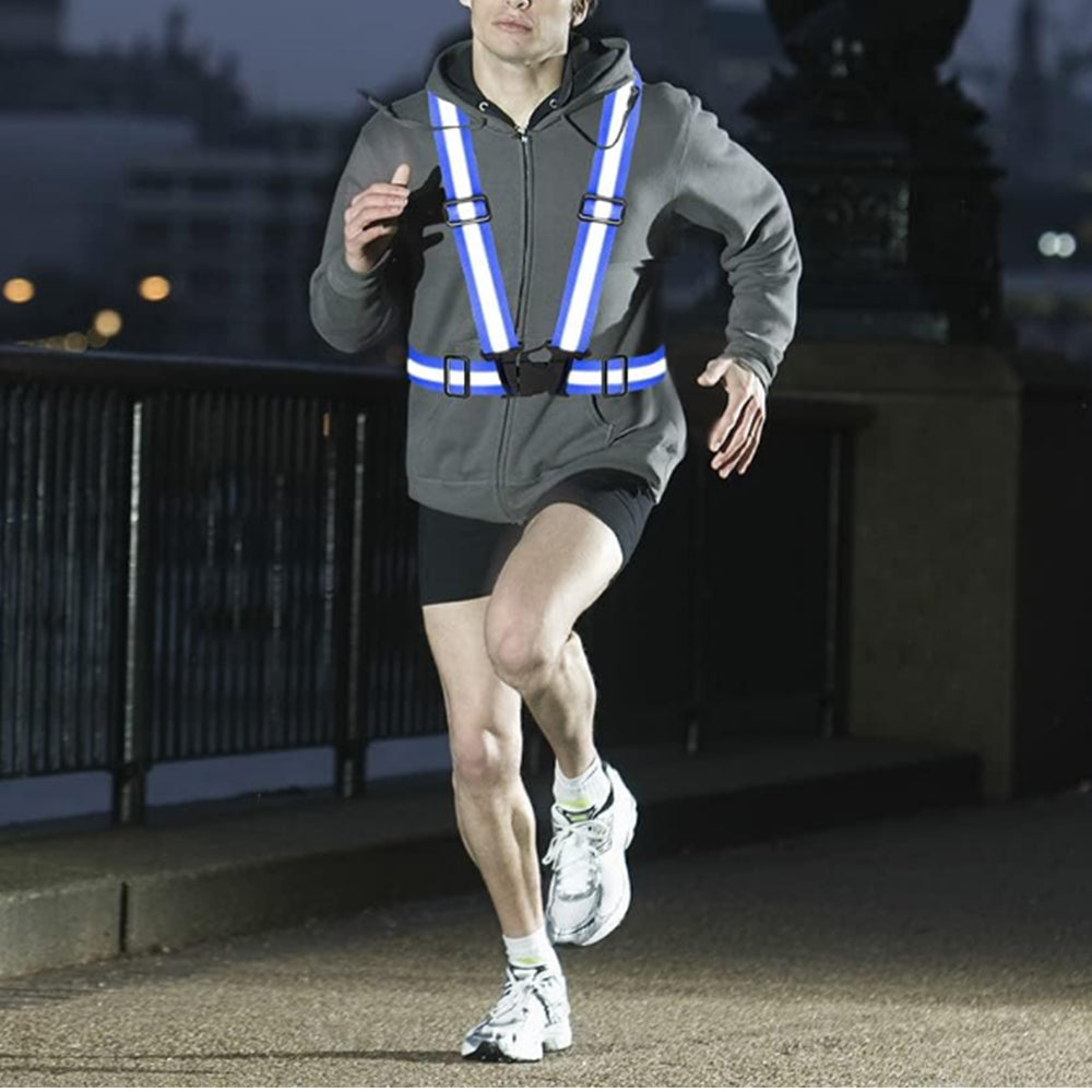 2Pcs Reflective Vests Running Gear High Visibility with 4 Arm Bands Blue