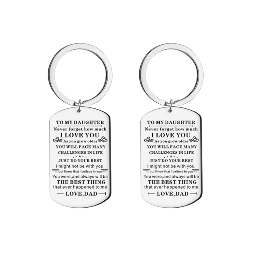 2Pcs Inspirational Keychains to My Daughter from Dad Stainless Steel Keyrings