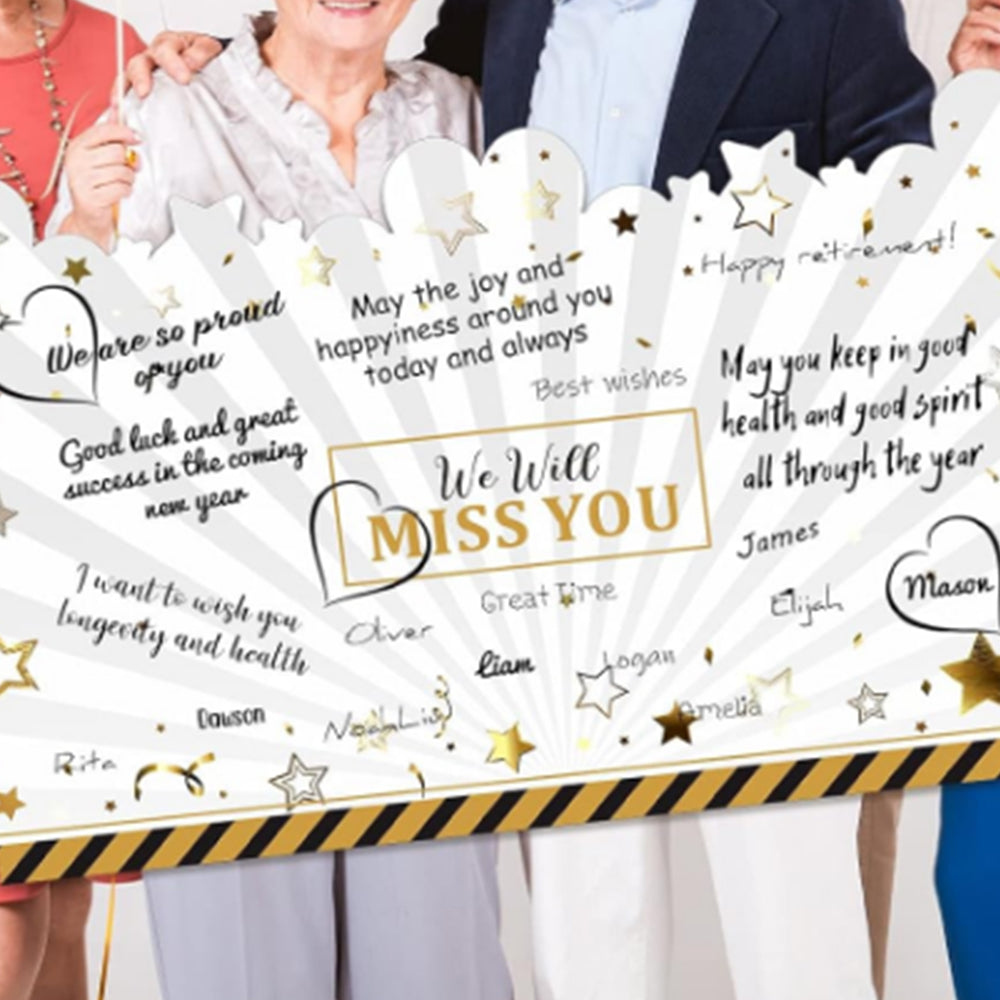 Jumbo Retirement Card Giant Farewell Guest Book Big Happy Retirement Card Gold