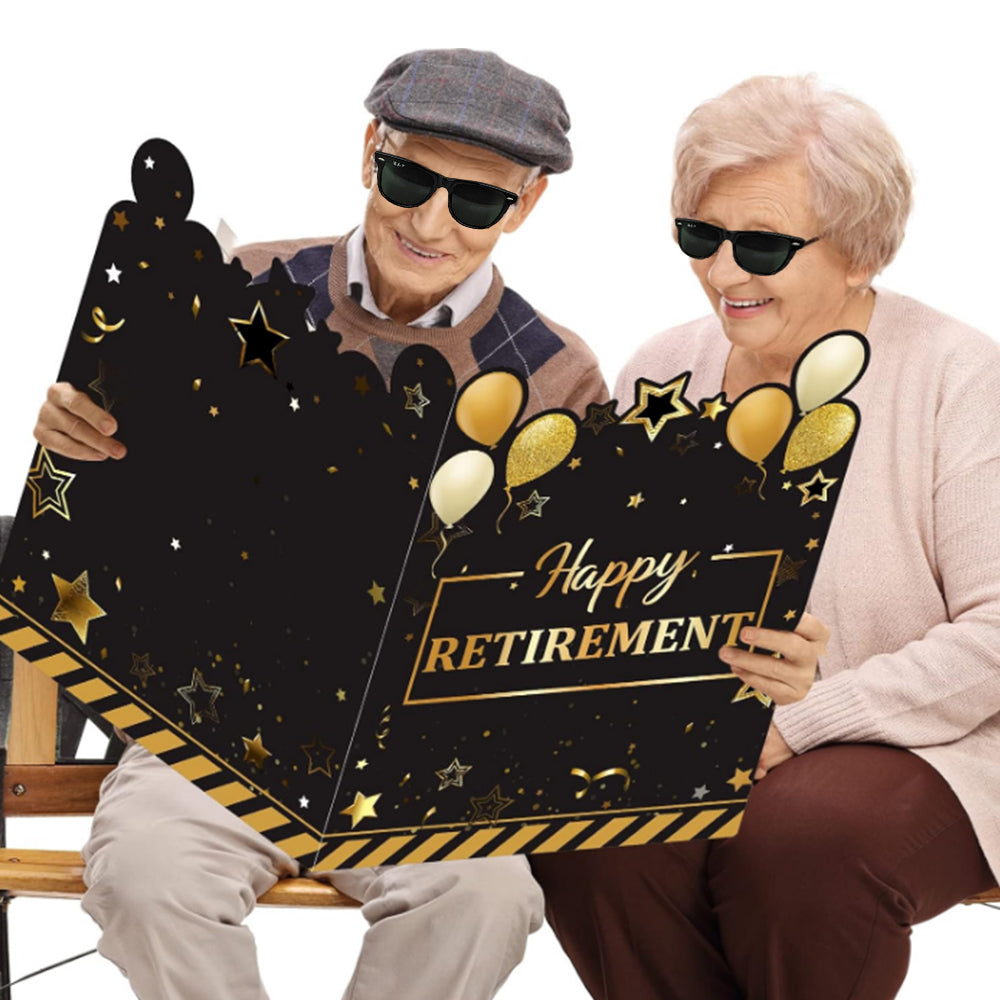 Jumbo Retirement Card Giant Farewell Guest Book Big Happy Retirement Card Gold
