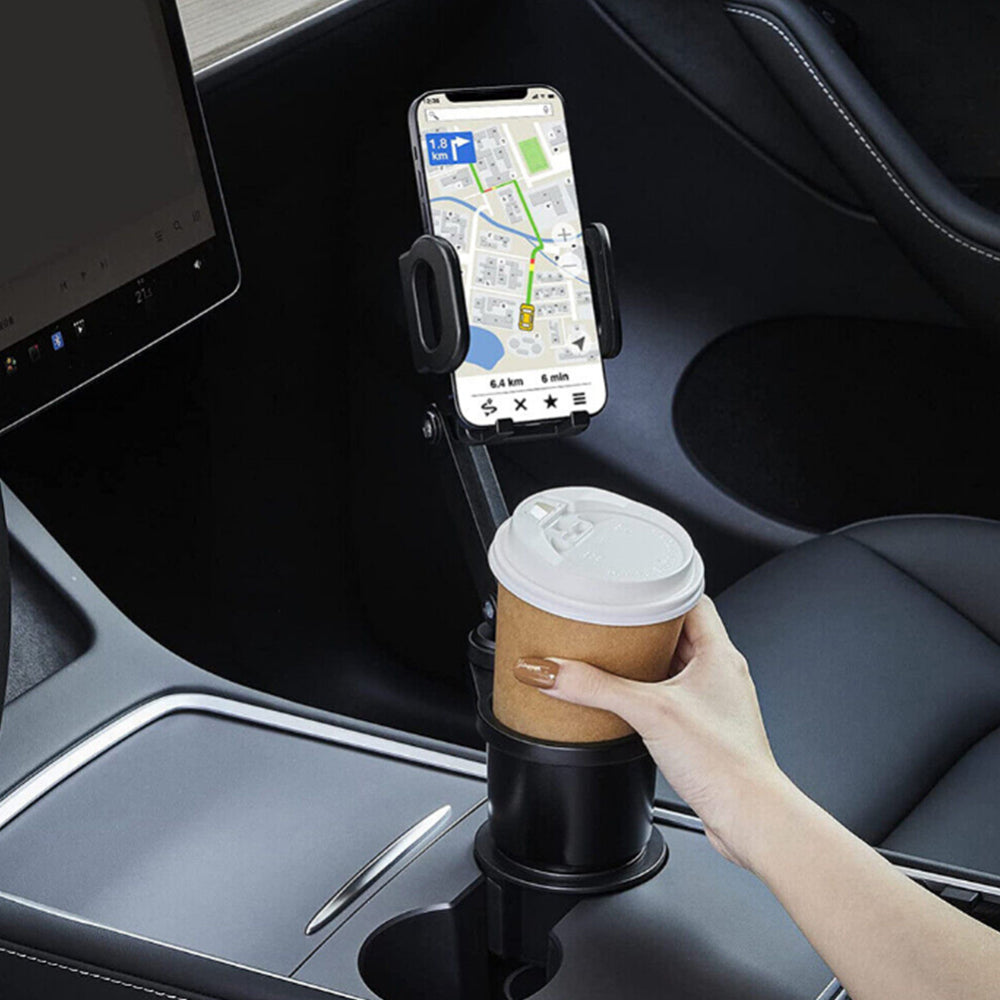 2 in 1 Universal Car Cup Holder Stand Adjustable 360 Degree Phone Mount