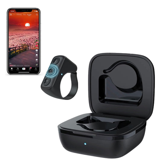 Bluetooth Remote Control Camera Scrolling Ring TikTok Kindle Page Turner Black