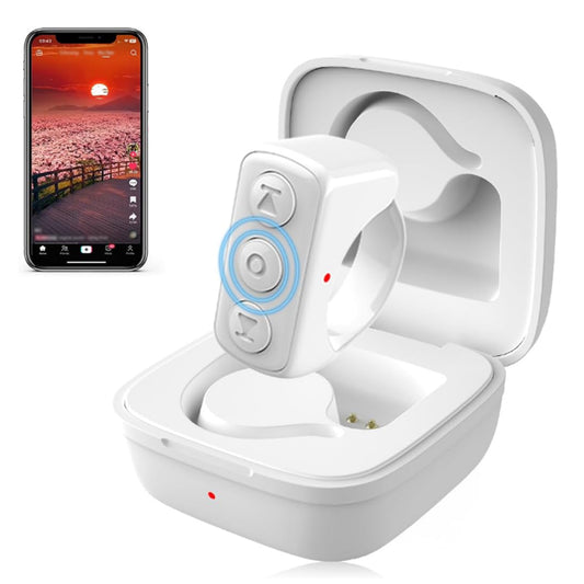 Bluetooth Remote Control Camera Scrolling Ring TikTok Kindle Page Turner White