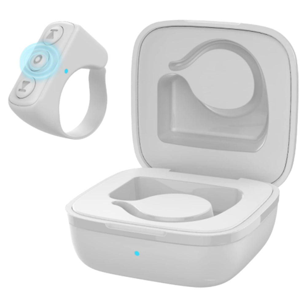 Bluetooth Remote Control Camera Scrolling Ring TikTok Kindle Page Turner White