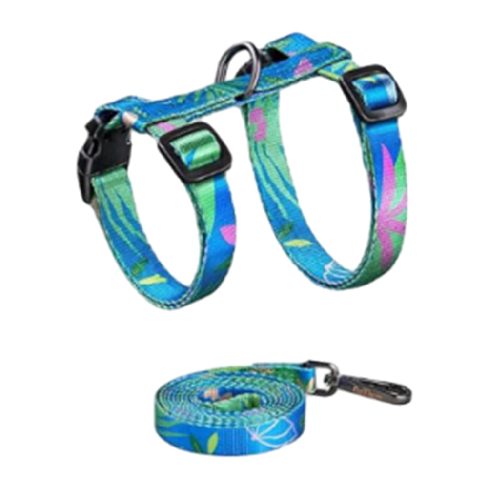 Cat Harness and Leash Set Escape Proof Adjustable Strap H-Shaped Harness Green