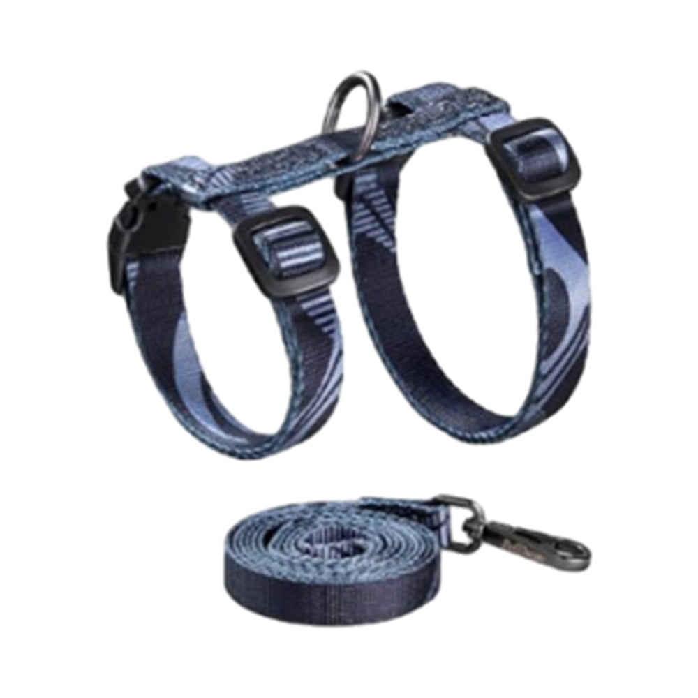 Cat Harness and Leash Set Escape Proof Adjustable Strap H-Shaped Harness Grey