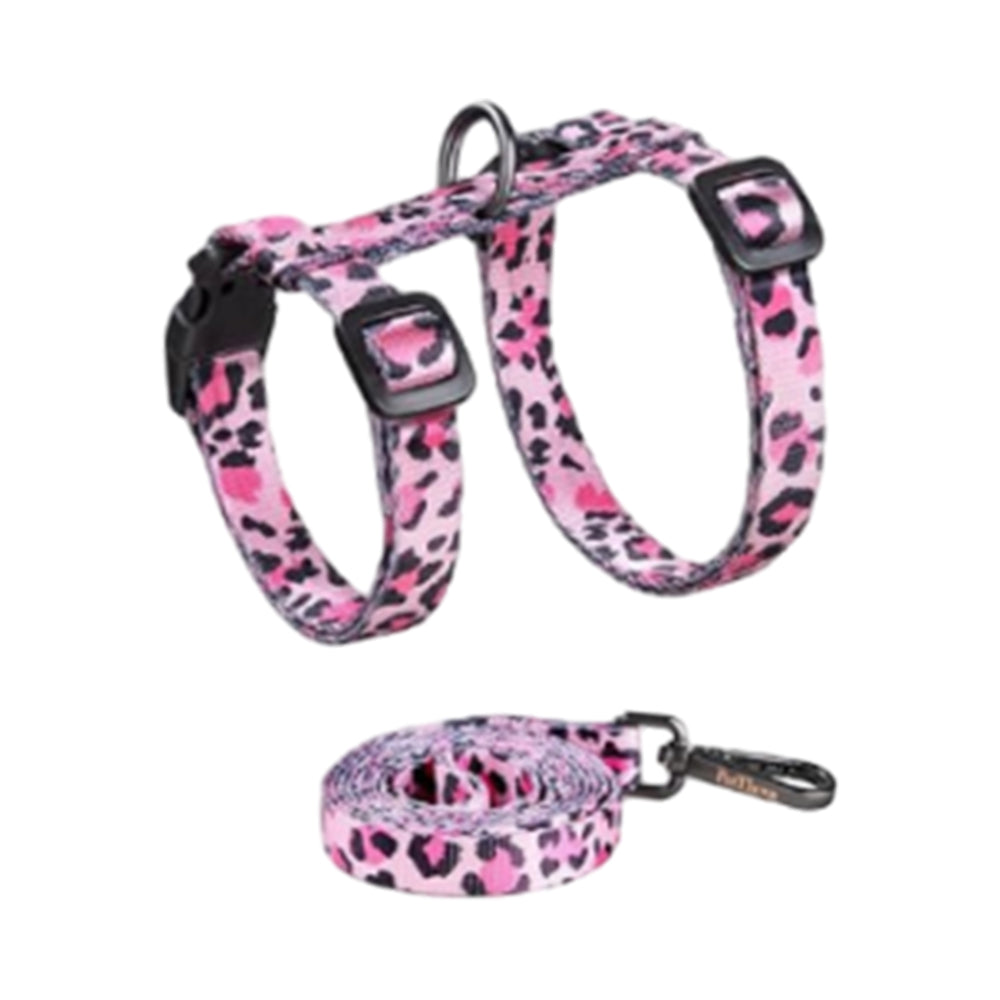 Cat Harness and Leash Set Escape Proof Adjustable Strap H-Shaped Harness Pink