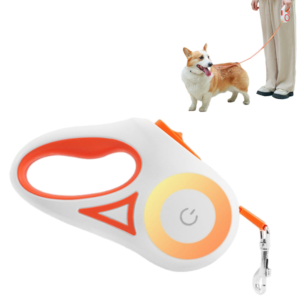 RGB 5M Extendable Retractable Dog Leash LED Lockable Training Lead Rope Orange