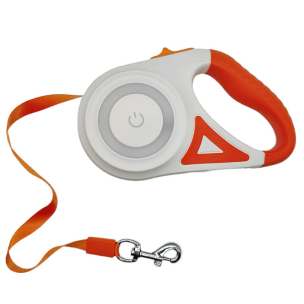 RGB 5M Extendable Retractable Dog Leash LED Lockable Training Lead Rope Orange