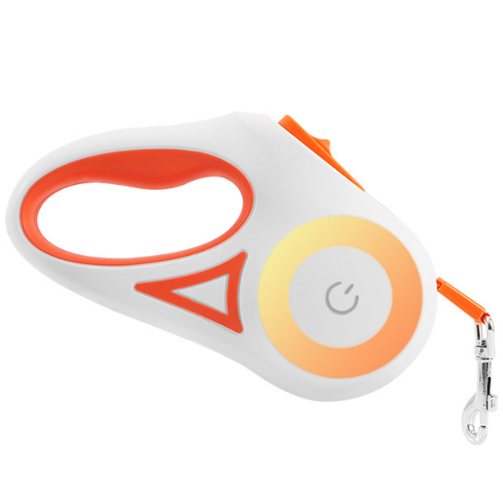 RGB 5M Extendable Retractable Dog Leash LED Lockable Training Lead Rope Orange