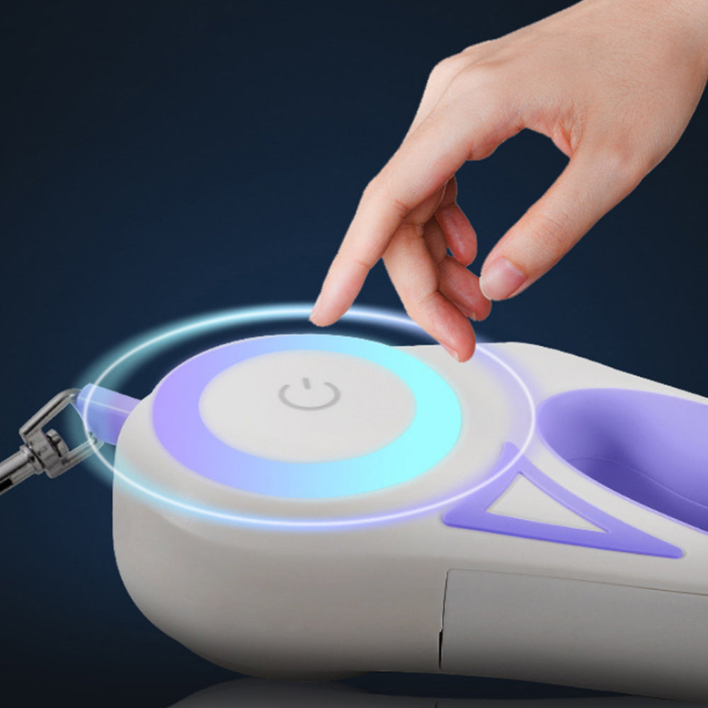 RGB 5M Extendable Retractable Dog Leash LED Lockable Training Lead Rope Purple