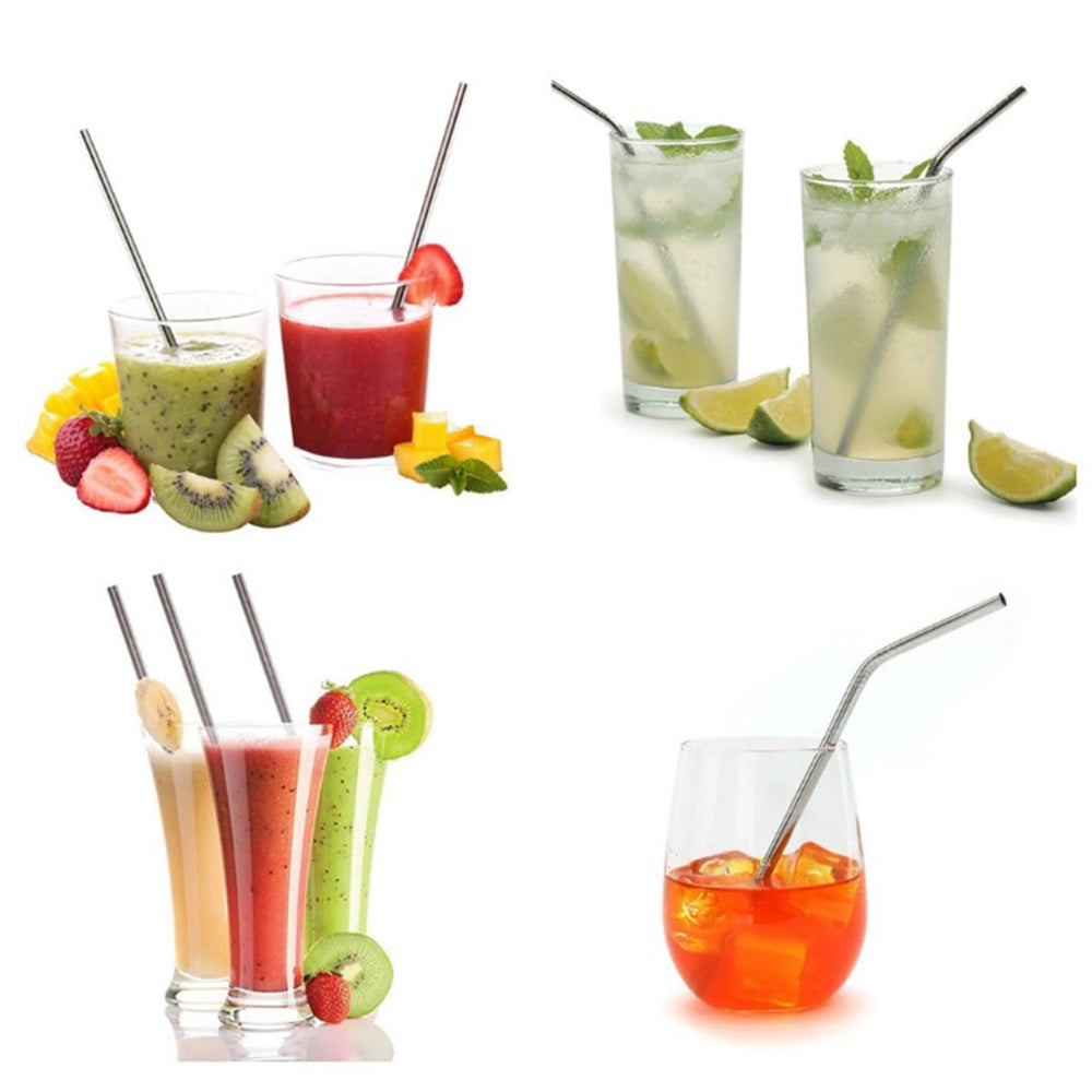 20Pcs Reusable Stainless Steel Metal Straws Drinking Straws with Silicone Tips