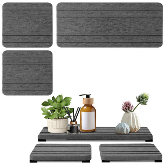 3Pcs Water Absorbing Stone Tray For Sink Fast Drying Diatomite Tray Dark Grey