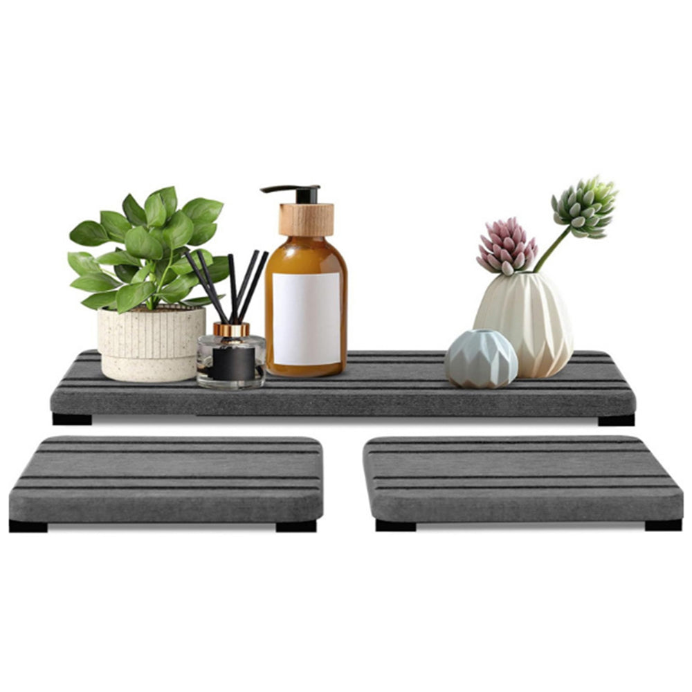 3Pcs Water Absorbing Stone Tray For Sink Fast Drying Diatomite Tray Dark Grey