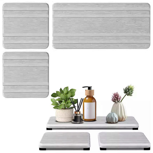 3Pcs Water Absorbing Stone Tray For Sink Fast Drying Diatomite Tray Light Grey