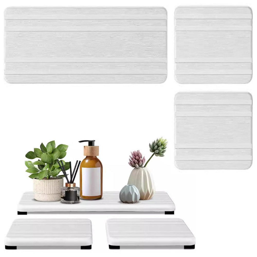 3Pcs Water Absorbing Stone Tray For Sink Fast Drying Diatomite Tray White