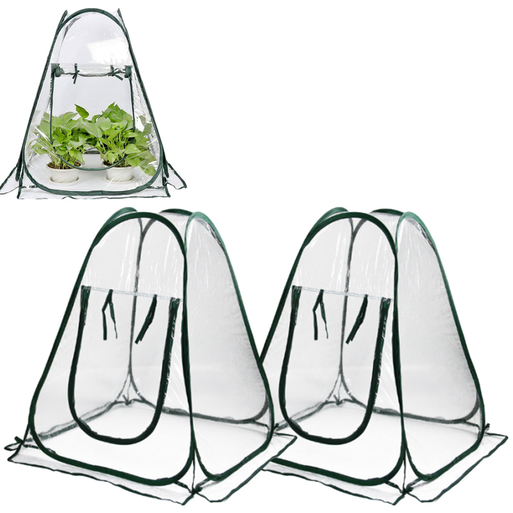 2Pcs 70x70x80cm Pop-up Greenhouse Cover Transparent Small Grow Plant House Tent