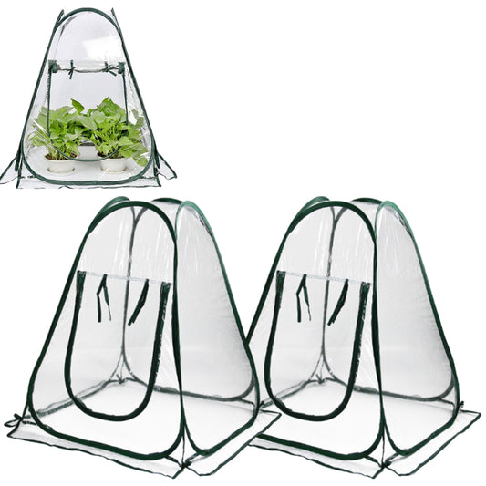 2Pcs 70x70x80cm Pop-up Greenhouse Cover Transparent Small Grow Plant House Tent