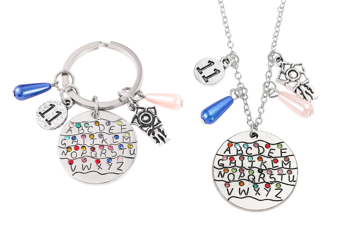 2Pcs Stranger Things Inspired Keyring and Necklace Set