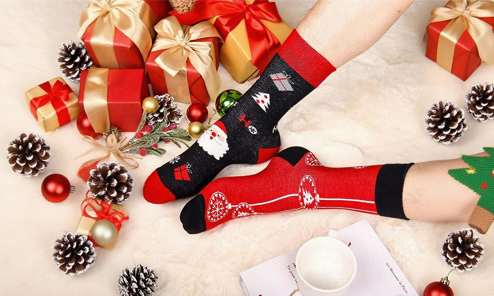 24 Days Funny Christmas Socks Countdown Calendar 12 Pairs Unisex Socks