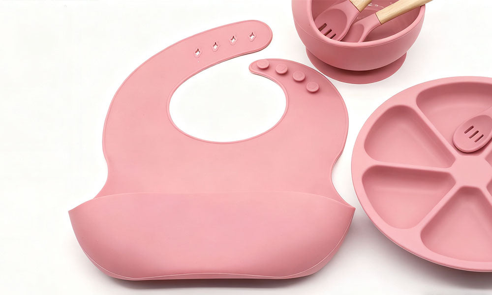 10-Piece Silicone Baby Feeding Set with Suction Plate Bowl Bib Cup and Utensils