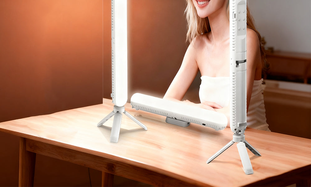 Adjustable Handheld RGB LED Fill Light with Tripod Sound-Reactive Ambient Light
