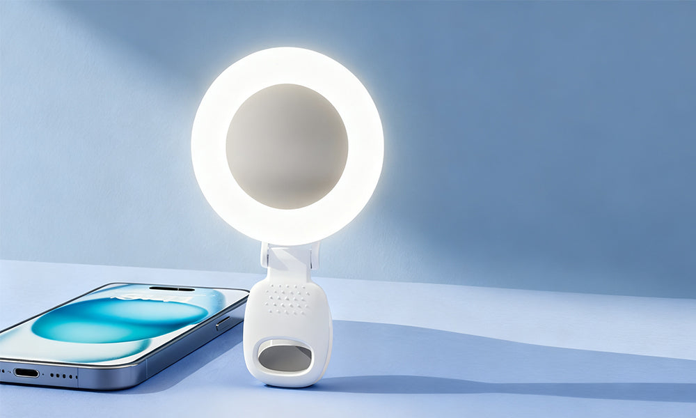 3-Light Mode Portable Selfie Light 180 Degrees Rotating Clip-On Fill Light with Mirror