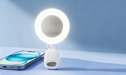 3-Light Mode Portable Selfie Light 180 Degrees Rotating Clip-On Fill Light with Mirror