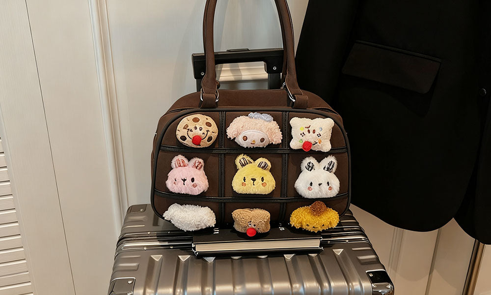 Cute Plush Doll PU Handbag for Women Daily Outing or Commute