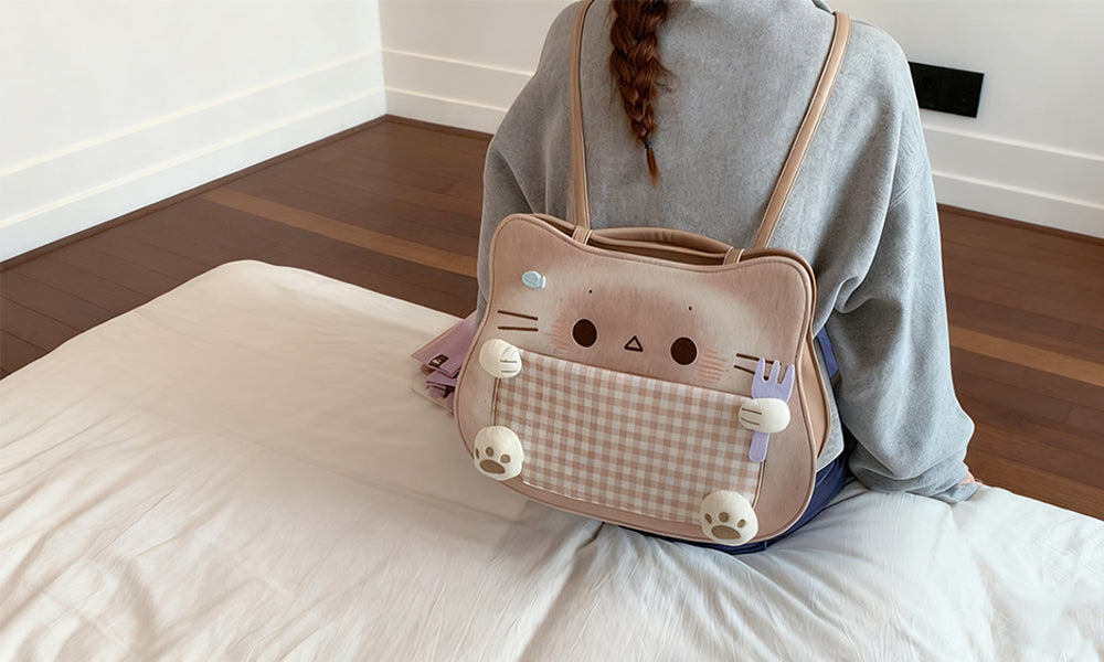 3-Way Carrying Style Adorable Kawaii Cat Handbag Backpack