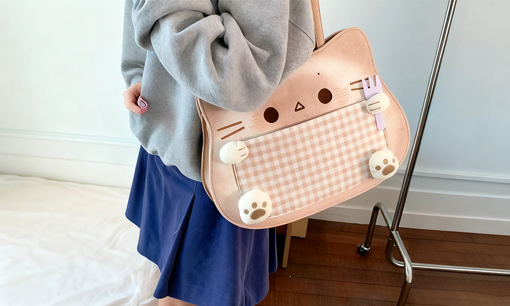 3-Way Carrying Style Adorable Kawaii Cat Handbag Backpack