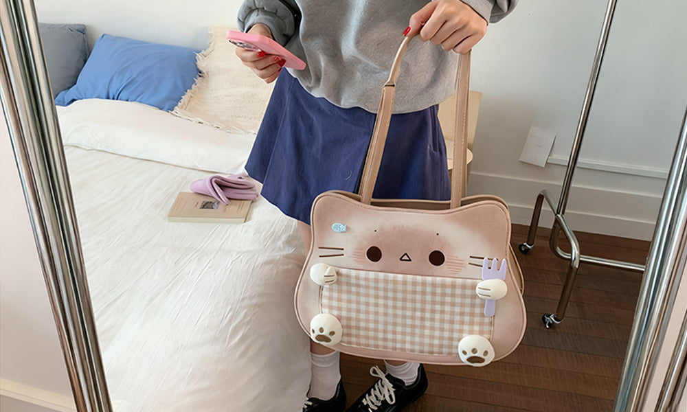 3-Way Carrying Style Adorable Kawaii Cat Handbag Backpack